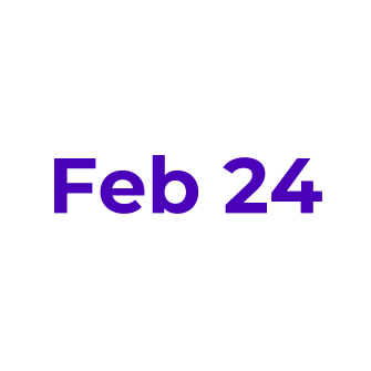 Weißer Kreis mit Aufschrift "Feb 24"